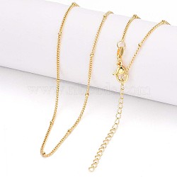 Round Brass Curb Chain Necklaces for Women, Real 24K Gold Plated, 18.03 inch(45.8cm)(NJEW-G084-18G)