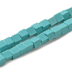 Synthetic Turquoise Beads Strands, Cube, 2~2.5x2.5~3.5x2.5~3mm, Hole: 0.4mm, about 157~165pcs/strand, 14.96~15.75''(38~40cm)(G-B064-A46)