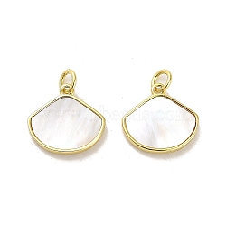 Brass Pave Shell Shell Shape Charms with Jump Ring, Real 18K Gold Plated, 14.5x15x2.5mm, Hole: 3.5mm(KK-K365-08D-G)