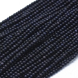 Synthetic Blue Goldstone Beads Strands, Round, 2mm, Hole: 0.8mm, about 190pcs/strand, 15.35 inch(39cm)(G-D0013-82)