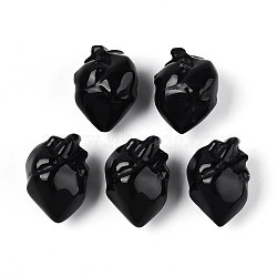 Natural Obsidian Heart Beads, No Hole/Undrilled, 28~31x21~23x18.5~20mm(G-T144-04D)