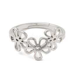 Non-Tarnish 304 Stainless Steel Adjustable Rings, Flower, Stainless Steel Color, US Size 6(16.5mm)(RJEW-K245-56P)