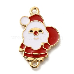 Christmas Alloy Red Enamel Links, Cadmium Free & Lead Free, Golden, Santa Claus, 24.5x16x2mm, Hole: 1.5mm(FIND-I040-02A)