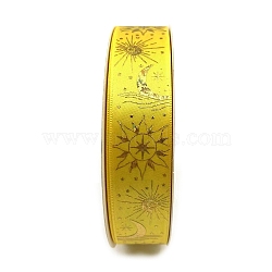 48 Yards Gold Stamping Polyester Ribbon, Moon Sun Printed Ribbon for Gift Wrapping, Party Decorations, Gold, 1 inch(25mm)(PW-WG89681-01)