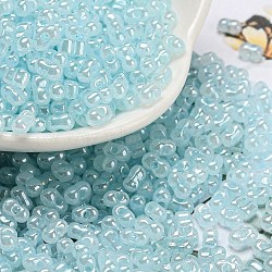 Ceylon Glass Seed Beads, Peanut, Light Sky Blue, 4~4.5x2~2.5x2~2.5mm, Hole: 0.8~0.9mm, about 10000pcs/pound(SEED-K009-02B-33)