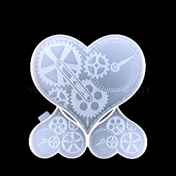 DIY Heart with Gear Wall Decoration Silicone Molds, Resin Casting Molds, For UV Resin, Epoxy Resin Craft Making, Valentine's Day Theme, White, 198x190x10mm(VALE-PW0001-088A)