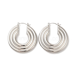 Non-Tarnish 304 Stainless Steel Donut Thick Hoop Earrings, Stainless Steel Color, 41.5x39.5x5.5mm(EJEW-Z022-05P)