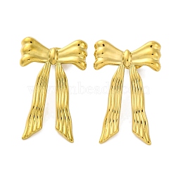 Ion Plating(IP) 304 Stainless Steel Bowknow Stud Earrings, Real 18K Gold Plated, 28x18mm(EJEW-D281-14G)