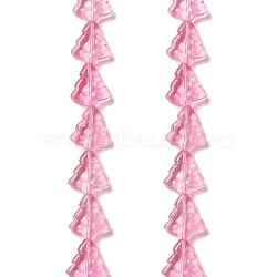 Transparent Glass Bead Strands, Christmas Trees, Pink, 15.5~16x14.5~15x4.5~5mm, Hole: 1mm, about 40pcs/strand, 25.20~25.59(64~65cm)(EGLA-C002-A02)