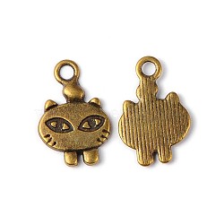 Tibetan Style Alloy Pendants, Lead Free & Cadmium Free, Cat Head Shape, Antique Bronze, 18.5x12.5x2mm, Hole: 3mm(EDD035Y-AB)