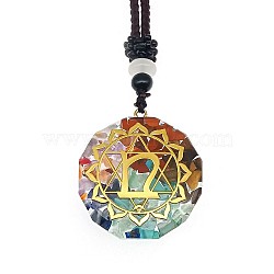 Resin & Natural & Synthetic Mixed Gemstone Pendant Necklaces, Flower, 25.59 inch(65cm)(OG4289-16)