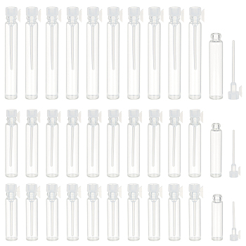 Elite 150 Sets 3 Styles Clear Glass Bottles, with Plastic Dropping Rod, Refillable Perfume Sample Bottle, Column, Ghost White, 0.9~1x1x4~6.25mm, Capacity: 1~3ml(0.03~0.1fl. oz), 50 sets/style