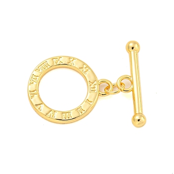 Brass Toggle Clasps, Ring, Real 18K Gold Plated, Ring: 16x13.5x1.5mm, Hole: 1.8mm, Bar: 17.5x4.5x2.5mm, Hole: 1.8mm