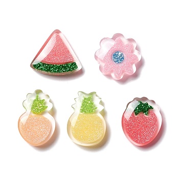 Resin Cabochons, Fruits, Mixed Color, 19.5~25x16.5~23x6.5mm