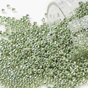 TOHO Round Seed Beads, Japanese Seed Beads, (PF560) PermaFinish Lime Green Metallic, 11/0, 2.2mm, Hole: 0.8mm, about 1103pcs/10g