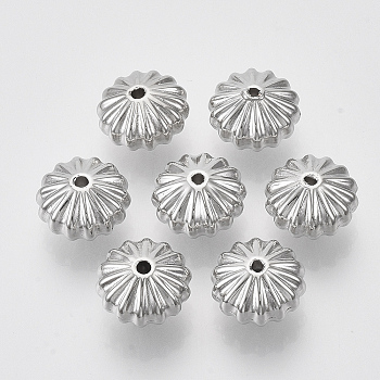 CCB Plastic Beads, Corrugated Bead, Flower, Platinum, 11.5x7.5mm, Hole: 1.5mm, about 960pcs/500g