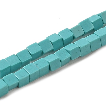 Synthetic Turquoise Beads Strands, Cube, 2~2.5x2.5~3.5x2.5~3mm, Hole: 0.4mm, about 157~165pcs/strand, 14.96~15.75''(38~40cm)