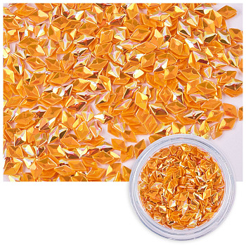 Laser Shining Nail Art Glitter, Manicure Sequins, DIY Sparkly Paillette Tips Nail, Rhombus , Dark Orange, 3.5x2.5x1.5mm, 1g/box