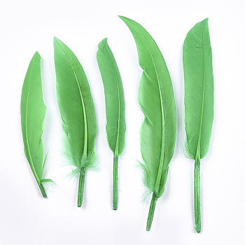 Goose Feather Costume Accessories, Dyed, Lime Green, 105~157x16~22mm, about 500pcs/bag