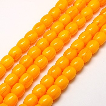 Imitation Amber Resin Drum Beads Strands for Buddhist Jewelry Making, Orange, 12x12mm, Hole: 2mm, about 34pcs/strand, 15.5 inch
