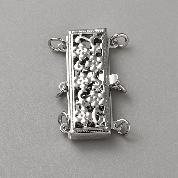 Brass Box Clasps, with Jump Ring, Platinum, 23.5x13x3.5mm, Hole: 2mm