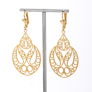 Elegant Vintage Patterned Earrings Set for Women, 18K Gold Plated, Teardrop