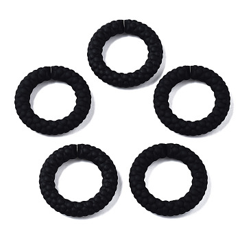 Spray Painted CCB Plastic Linking Rings, Quick Link Connectors, for Jewelry Chain Making, Ring, Black, 39x39x7.5mm, Inner Diameter: 24mm