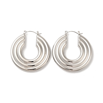 304 Stainless Steel Donut Thick Hoop Earrings, Stainless Steel Color, 41.5x39.5x5.5mm