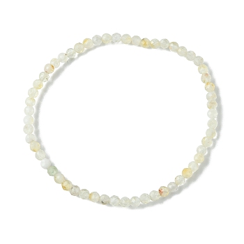 3mm Natural Yellow Quartz Faceted Round Beaded Stretch Bracelets for Women, Inner Diameter: 2 inch(5cm)