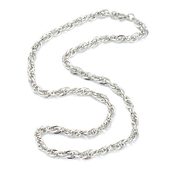 304 Stainless Steel Rope Chain Necklaces, with Lobster Claw Clasps, Stainless Steel Color, 19.80 inch(50.3cm), 5.5mm