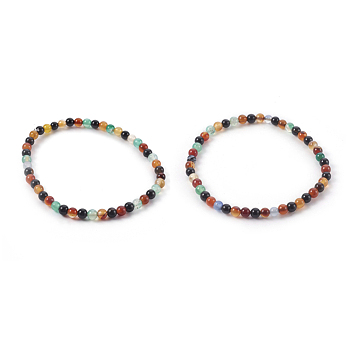 Natural Color Agate Beads Stretch Bracelets, Colorful, 2-1/4 inch(5.7cm)