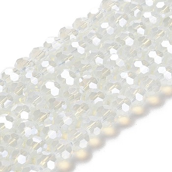 Electroplate Glass Beads Strands, Faceted, Pearl Luster Plated, Round, WhiteSmoke, 6mm, Hole: 1mm, about 98~100pcs/strand, 20.39~20.59 inch(51.8~52.3cm)