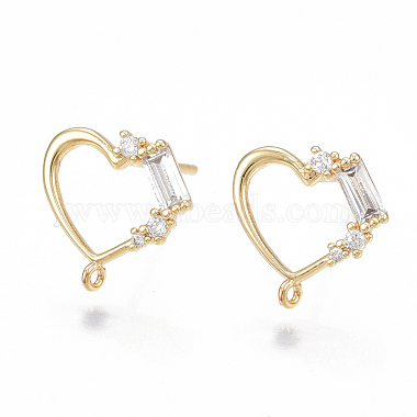 Real Gold Plated Clear Brass+Cubic Zirconia Stud Earrings