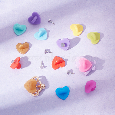 150Pcs 10 Colors Plastic Heart Lapel Pin Backs(FIND-CA0005-35)-4
