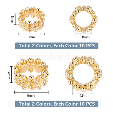 Elite 40pcs 4 style respectueux de l'environnement rack placage perles en laiton(KK-PH0006-20)-2