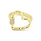 Heart Brass Micro Pave Clear Cubic Zirconia Open Cuff Rings(RJEW-G309-13G)-2