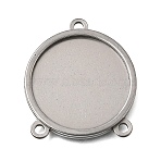 304 Stainless Steel Chandelier Components Links, Flat Round, Stainless Steel Color, Tray: 20mm, 26x23x2mm, Hole: 2mm(STAS-F365-03C-P)