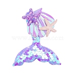 Mermaid Fishtail Sequins Plastic Alligator Hair Clips, Hair Accessories for Girl, Dark Violet, 110x90mm(PW-WG2684B-04)