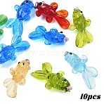 10Pcs Handmade Lampwork Bumpy Beads, Clownfish, Mixed Color, 25~35x14~17x13~15mm, Hole: 1.8~2mm(LAMP-YW0004-03)