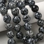 Natural Snowflake Obsidian Beads Strands, Round, 15.5mm, Hole: 1.2mm, about 24~25pcs/strand, 14.88~15.43''(37.8~39.2cm)(G-F818-A10-16mm)