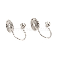 Brass Clip-on Earring Converters Findings, with Spiral Pad and Round Rubber Ear Nuts, for Non-pierced Ears, Platinum, 14x8mm(KK-D060-02P)