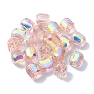 AB Color Plated Glass Beads, Faceted Barrel, Lavender Blush, 8.5x7.5mm, Hole: 1.4mm(GLAA-F108-12B-14)