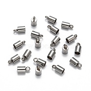 304 Stainless Steel Cord Ends, End Caps, Stainless Steel Color, 8x4mm, Hole: 2mm, Inner Diameter: 3mm(STAS-M242-12)