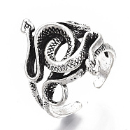 Tibetan Style Alloy Cuff Finger Rings, Snake, Antique Silver, Size 10, 19mm(RJEW-T009-02AS)