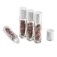 Glass Roller Ball Bottles, Refillable Perfume Bottle, with Tourmaline Chip Beads, for Personal Care, 86x19mm, 4pcs/box(AJEW-SZ0001-25I)