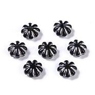 Acrylic Beads, Silver Metal Enlaced, Flower, Black, 6.5x6.5x3.5mm, Hole: 1.6mm, about 6250pcs/500g(SACR-C005-02I)