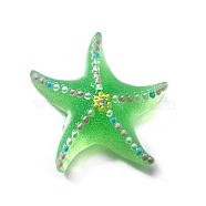 Transparen Resin Decoden Cabochons, Starfish, Green, 30.5x27.5x9.5mm(CRES-S370-01C)