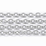 3.28 Feet 304 Stainless Steel Cable Chains, Soldered, Oval, Stainless Steel Color, 2.5x2x0.5mm(X-CHS-H009-06P)