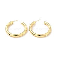 Brass Chunky C-shape Stud Earrings, Half Hoop Earrings for Women, Cadmium Free & Nickel Free & Lead Free, Real 18K Gold Plated, 39.5x5mm, Pin: 0.7mm(EJEW-G297-03A-G)