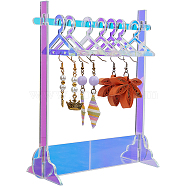 1 Set Acrylic Earring Display Stands, Clothes Hanger Shaped Earring Organizer Holder with 8Pcs Hangers, Colorful, Finish Product: 14x5.95x16cm(EDIS-CP0001-11)